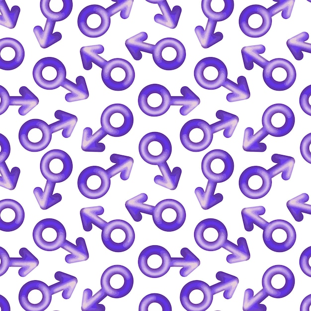 Seamless pattern of purple male gender symbol