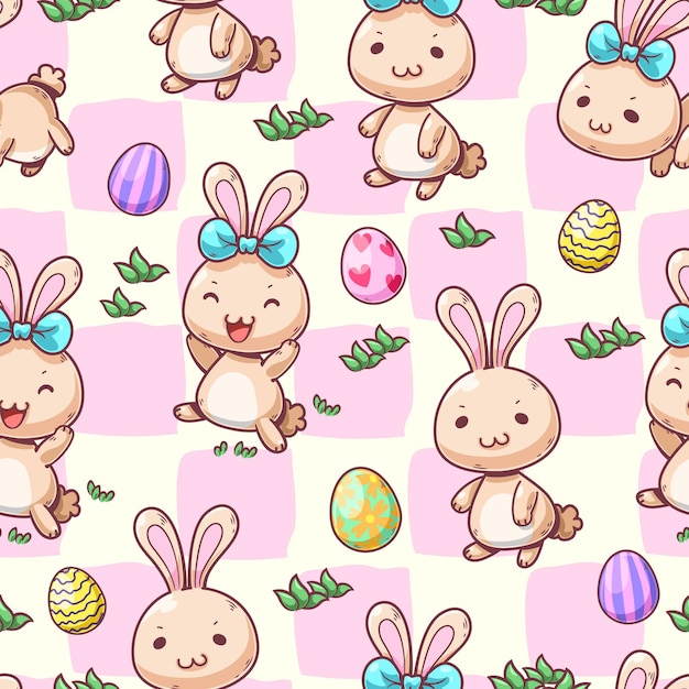 Seamless pattern rabbit and easter egg