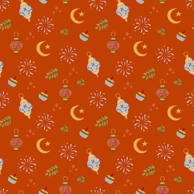 Seamless pattern for Ramadan Kareem Drawn style Design for fabric textile wallpaper packaging