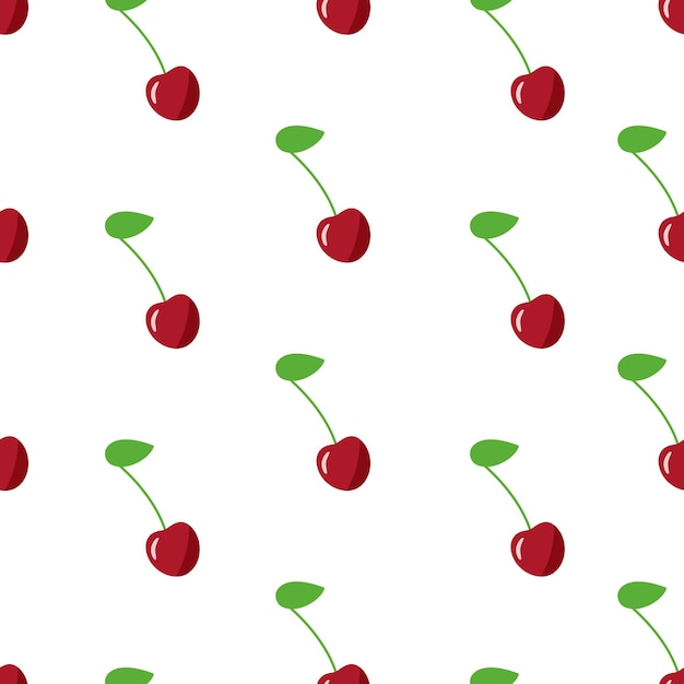 Seamless pattern of red cherries vector illustration of ripe berries wallpaper