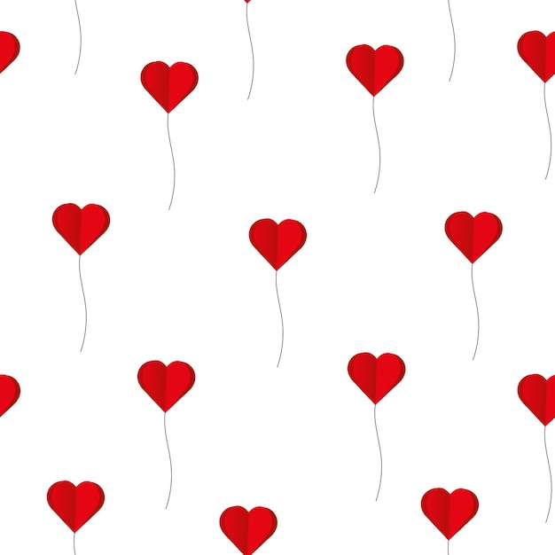 Seamless pattern of red hearts on a white background