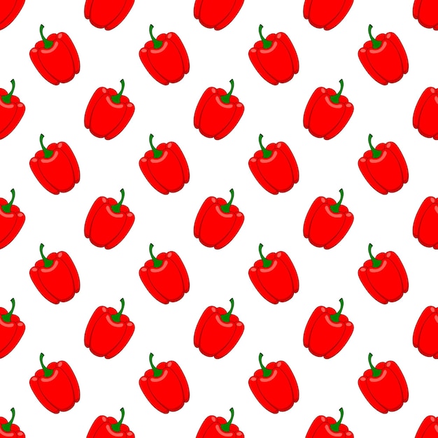 Seamless pattern red pepper on a white background