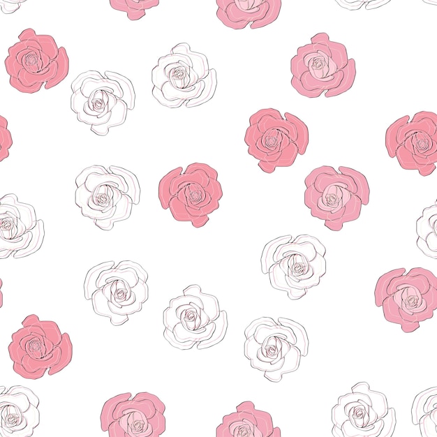 Seamless pattern rose and peony flowers Confetti cosmetics wedding beautiful flower background