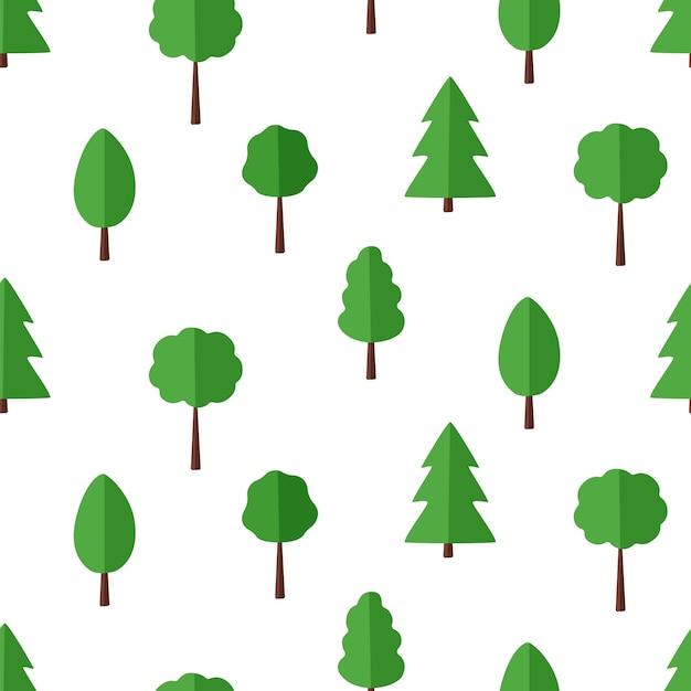 Seamless Pattern Set of trees with a green crown vector illustration of a tree icon