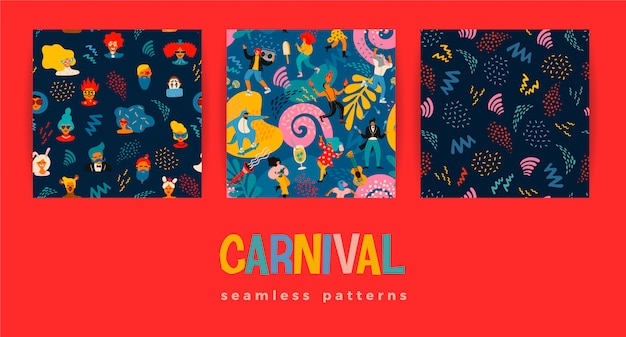 seamless pattern set with funny dancing men and women in bright modern costumes