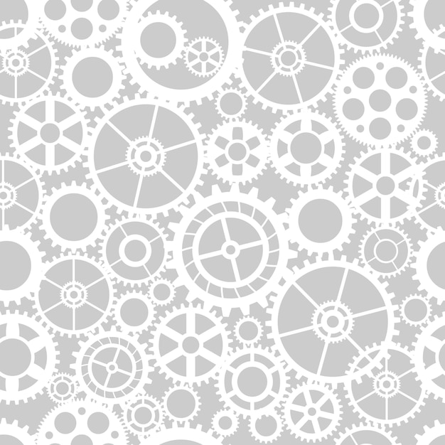 Seamless pattern silhouette cut gears mechanical machine