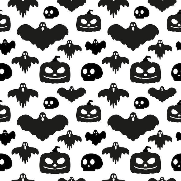 Seamless pattern of silhouette ghost halloween