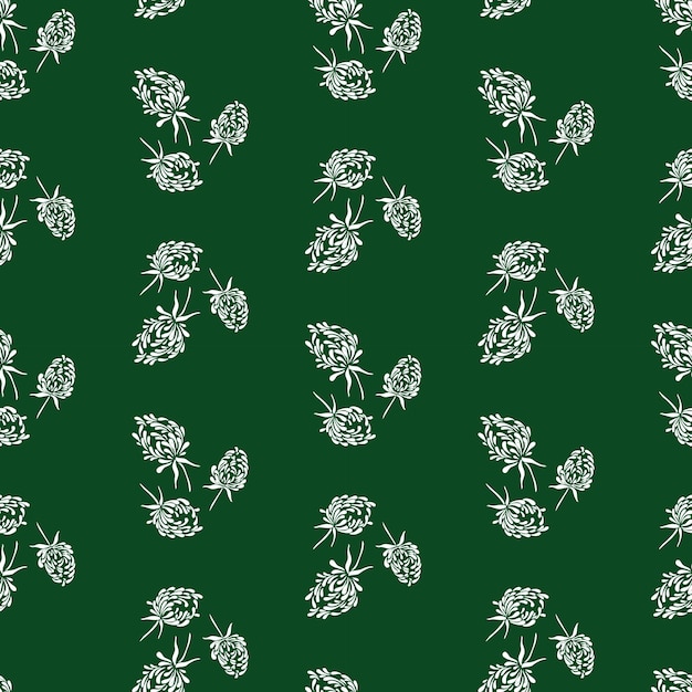 Seamless pattern of silhouettes of clover flowers inflorescences