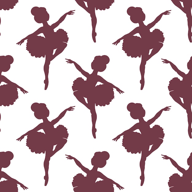 Seamless pattern, silhouettes of little girls ballerinas on a white background. Background, print