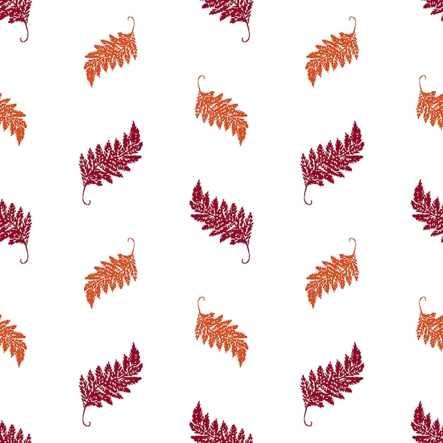 Seamless pattern of sketches autumn rowan leaves