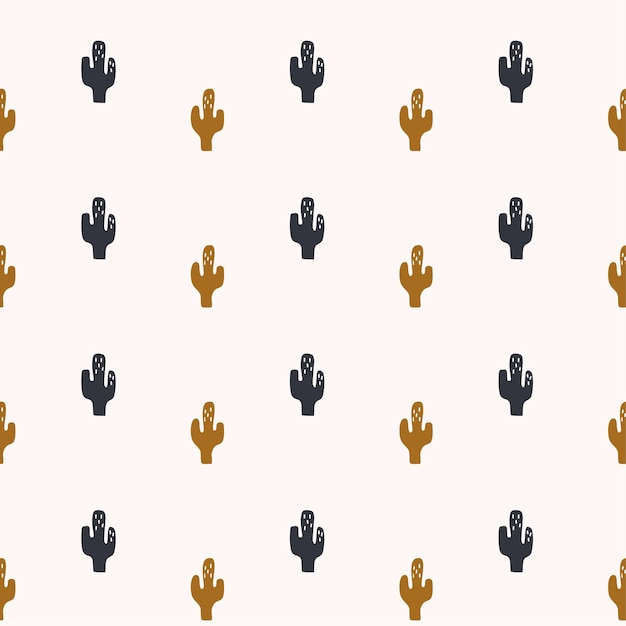 Seamless pattern.Small cacti on a light background. vector illustration