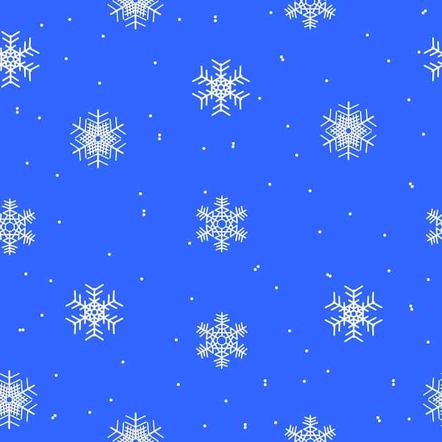 Seamless pattern of snowflakes on blue background