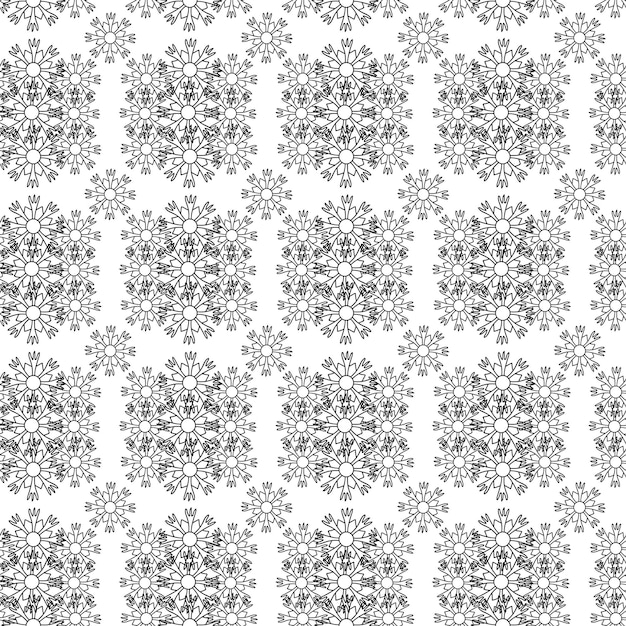 Seamless Pattern of Snowflakes in doodle style Winter decor Vector linear illustration