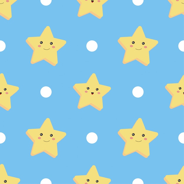 Seamless pattern. Star and circle on blue.