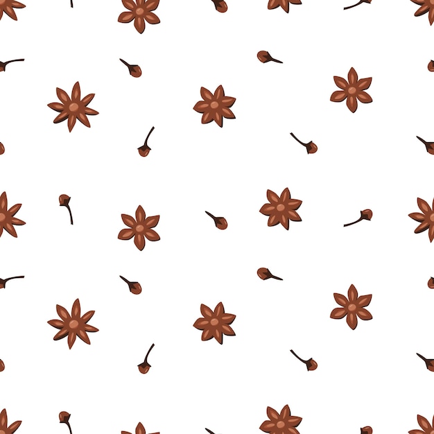 Seamless pattern stars anise and cloves fragrant winter spices vector illustration background