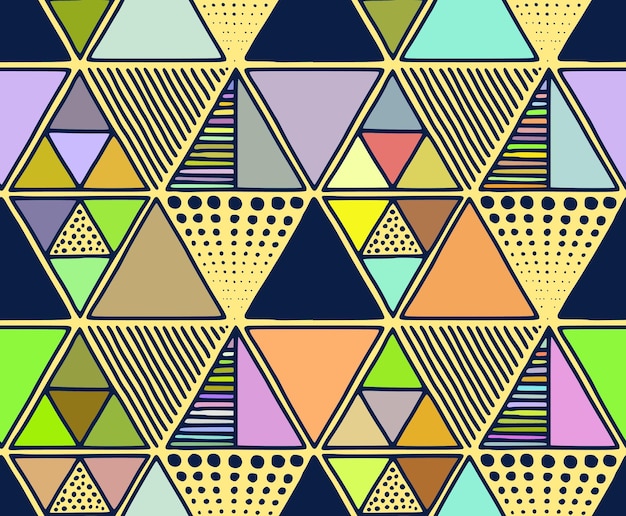 Seamless pattern structure of triangles multicolor background