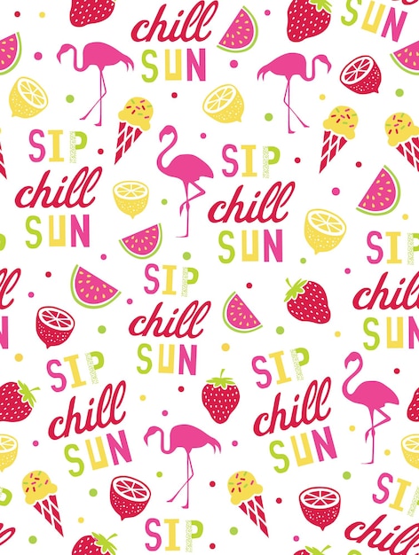 Seamless pattern of Summer Fun- Colorful Summer pattern