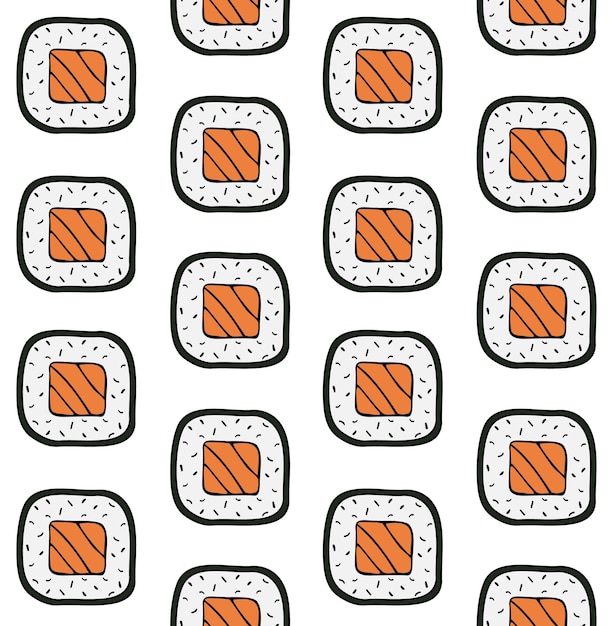 Seamless pattern of sushi roll