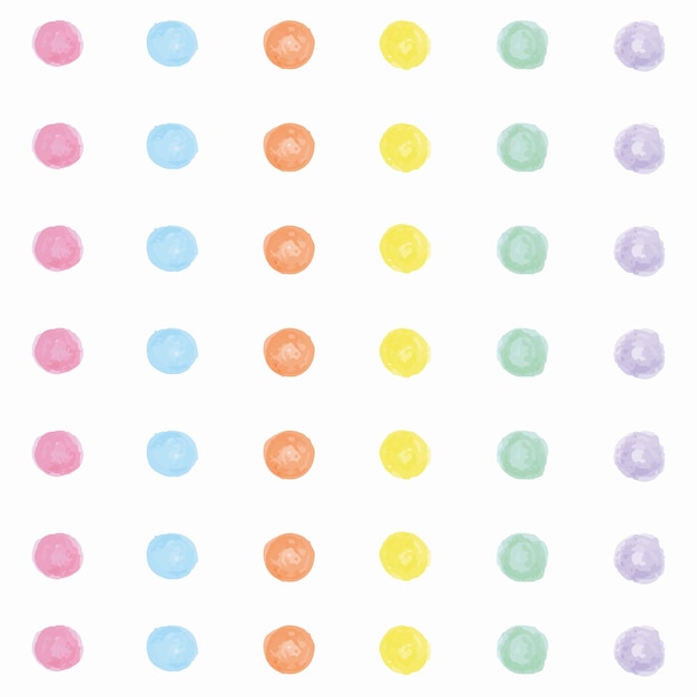 Seamless pattern or texture with colorful polka dots on white background for kids background