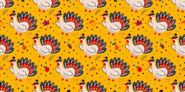 Seamless pattern of Thanksgiving day symbols