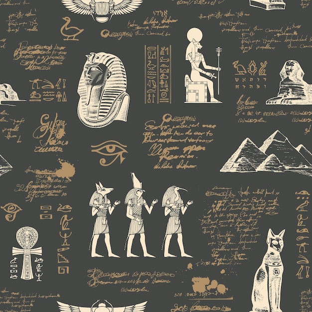 seamless pattern on the theme Egyptian symbols and talisman