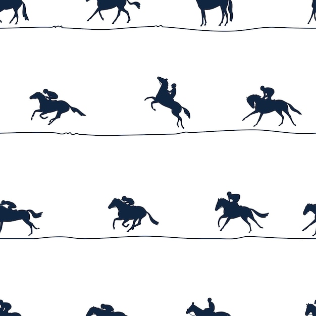 Seamless pattern on the theme of horse racing