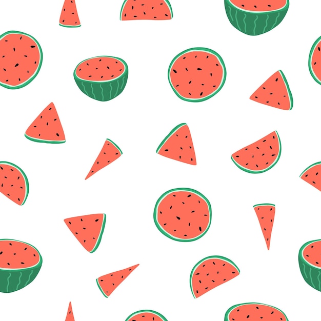 Seamless pattern on the theme of National Watermelon Day on August 3 Decorated with watermelon slic