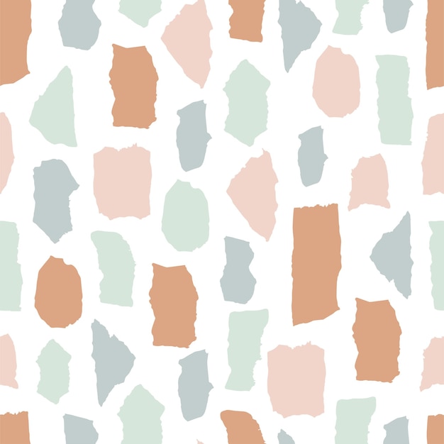 Vector seamless pattern of torn paper pieces of different shapes in pastel colors on white background. cut paper for the text. stock vector illustration