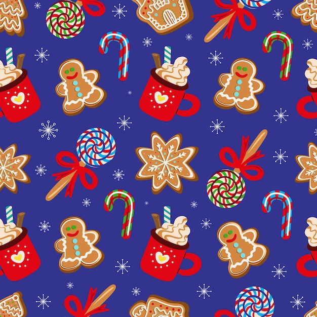 seamless pattern of traditional christmas desserts  illustration