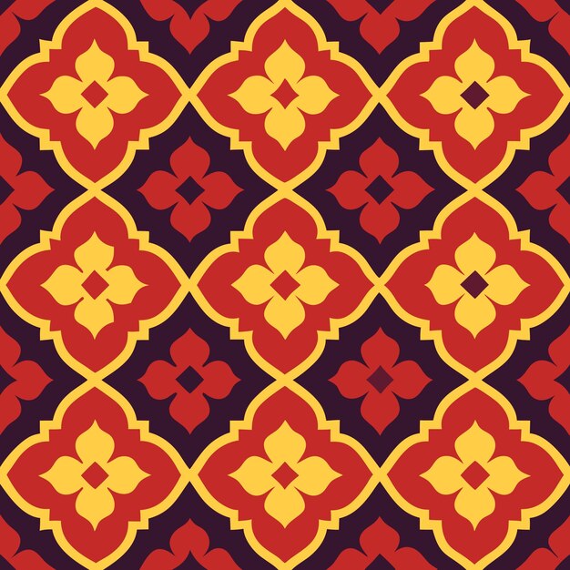 Vector seamless pattern of tribal inspired quatrefoil