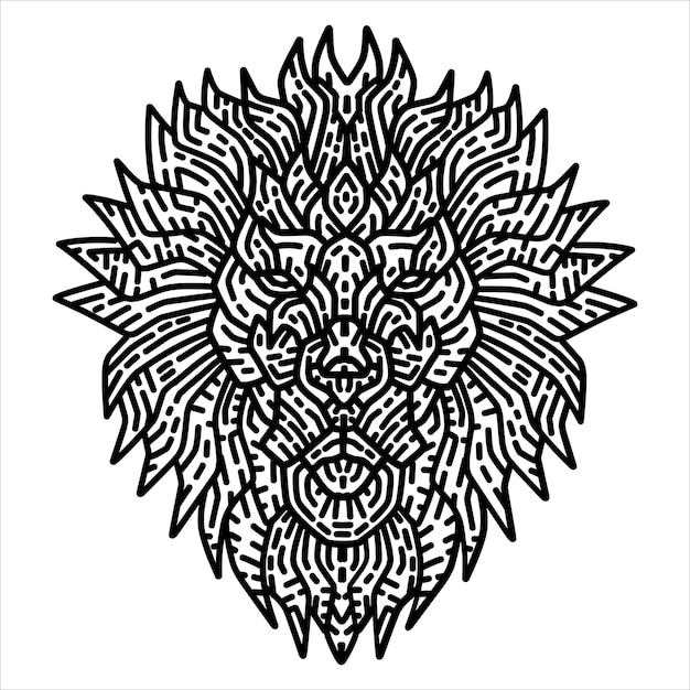 seamless pattern tribal lion animal in doodle style