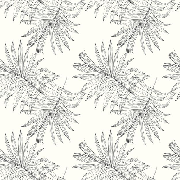 A seamless pattern of a tropical palm leaf.