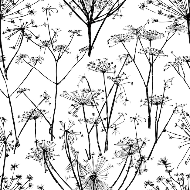 Seamless pattern of umbrellas flowers