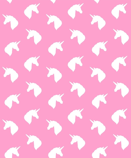 Seamless pattern of unicorn head silhouettes