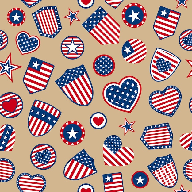 Seamless pattern of USA symbols