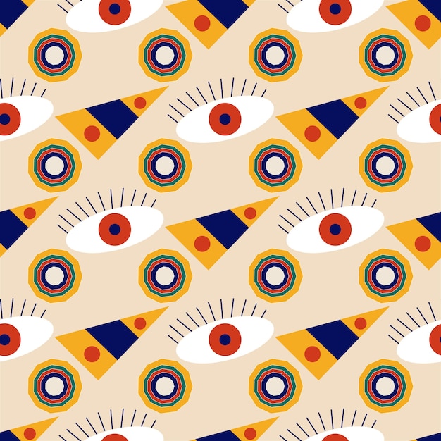 Seamless pattern for use in packaging in an abstract style with an Egyptian motif