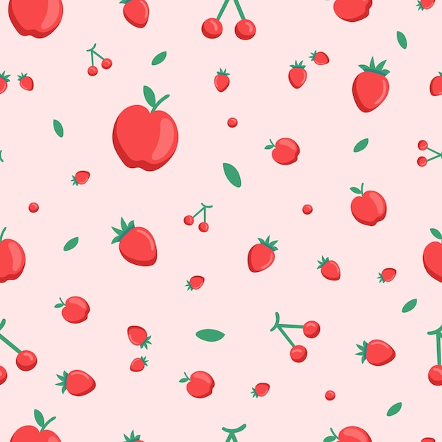 Seamless pattern, various realistic ripe fruits - Vector illustration