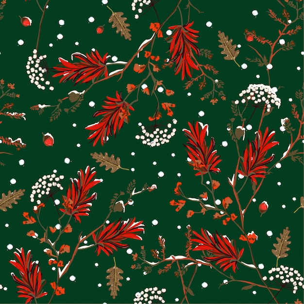  Seamless pattern vector of winter snow 