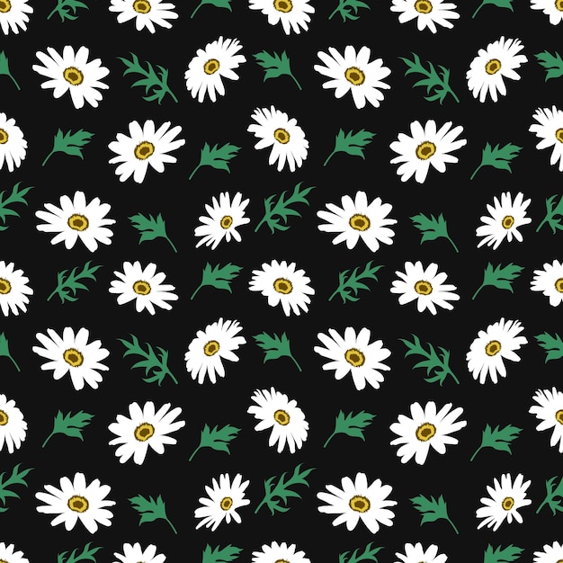 Seamless pattern of vintage floral tropical small flowers and leaves