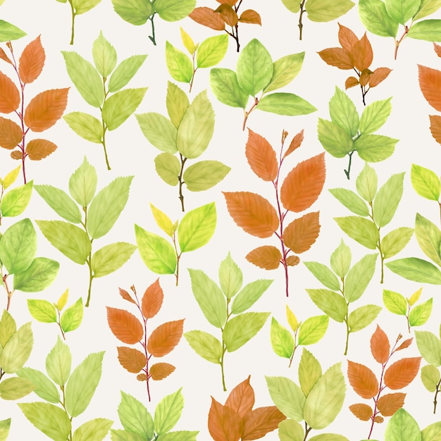 seamless pattern watercolor floral and leaves