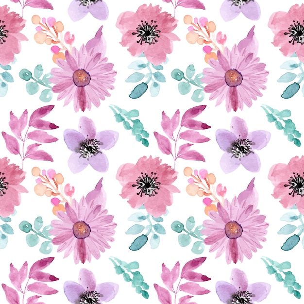 Seamless pattern watercolor floral