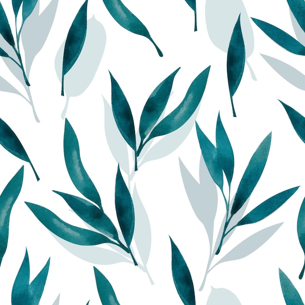 Seamless pattern to watercolor leaves