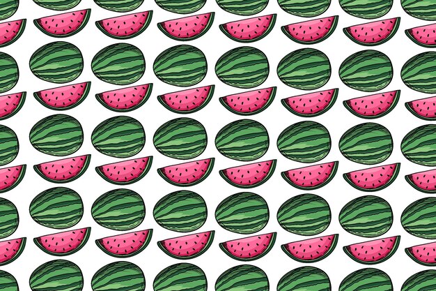 Vector seamless pattern watermelon vector drawing