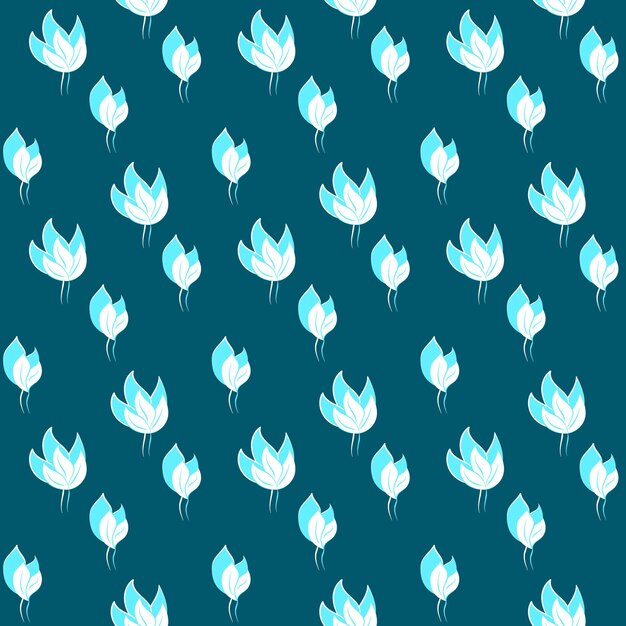 Seamless pattern of white blue leaves on a turquoise background Design for textile fabrics paper