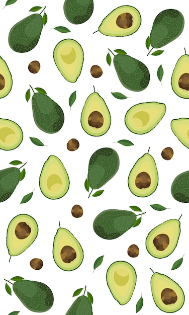 Seamless pattern whole d avocado