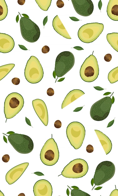 Seamless pattern whole d avocado