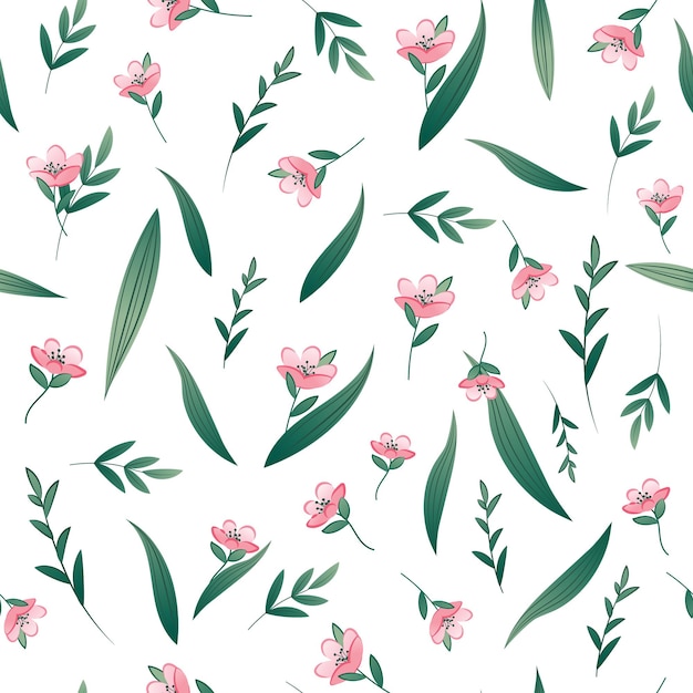 Seamless pattern of wild flowers against a green background Texture for paper textiles wallpaper etc