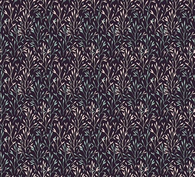 Seamless pattern for Wild herb print. Brown background. Floral pattern.