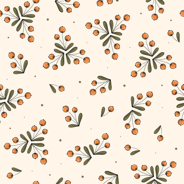 seamless pattern with abstract florals and berries for scrapbooking, wallpaper, textile prints