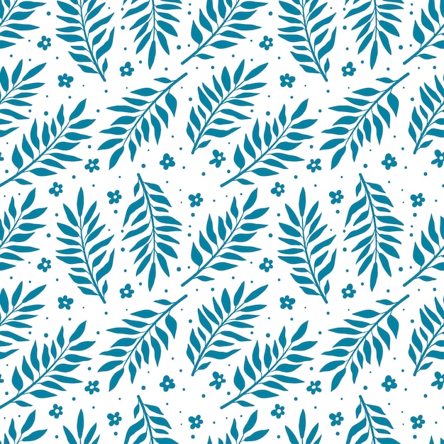 Seamless pattern with abstract flowers and leaves